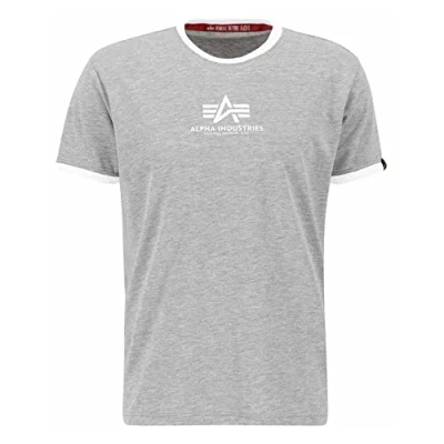 Abbildung von Alpha Industries Herren Basic T Contrast ML Shirt, Grey Heather, S