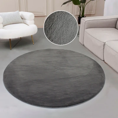 Abbildung von Leonique Fellteppich &quot;Balu&quot;, rund, 20 mm Höhe, Kunstfell in Kaninchenfell Haptik, fußbodenheizungsgeeignet, pflegeleicht, ideale Teppiche für Wohnzimmer, Schlafzimmer, Esszimmer, Arbeitszimmer
