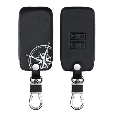 Abbildung von kwmobile Autoschlüssel Hülle kompatibel mit Renault 4 Tasten Smartkey (nur Keyless Go) Kunstleder Schutzhülle Schlüsselhülle Kompass Vintage Weiß Schwarz