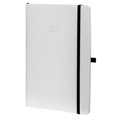 Abbildung von Chronoplan 50936 Buchkalender Kalendarium 2026 (Terminplaner A5 (135x210mm) mit Softcover, Wochenplaner, 1 Woche auf 2 Seiten, flexibler Stiftschlaufe, Einmerkband, Gummiverschluss) weiß