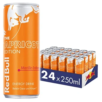 Abbildung von Red Bull Energy Drink, Apricot Edition Marille Erdbeere, 24 x 250 ml, Dosen Getränke 24er Palette, OHNE PFAND