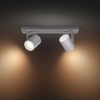 Abbildung von Philips Hue White &amp; Color Ambiance Argenta 2 flg. Spot aluminium 2x230lm, dimmbar, 16 Mio. Farben, steuerbar via App, kompatibel mit Amazon Alexa (Echo, Echo Dot)