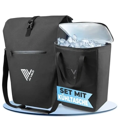 Abbildung von MIVELO 2in1 Fahrradtasche Gepäckträgertasche wasserdicht 100% PVC frei + Laptopfach Schultergurt Fahrrad Tasche für Gepäckträger mit Kühltasche