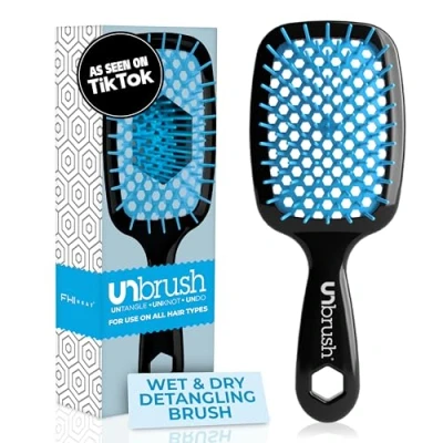 Abbildung von FHI Heat UNbrush Entwirrungsbürste für schmerzfreies Bürsten auf allen nassen oder trockenen Haartypen langlebige DuoFlex antistatische Borsten, leichter Griff, belüftete Haarbürste, Ocean