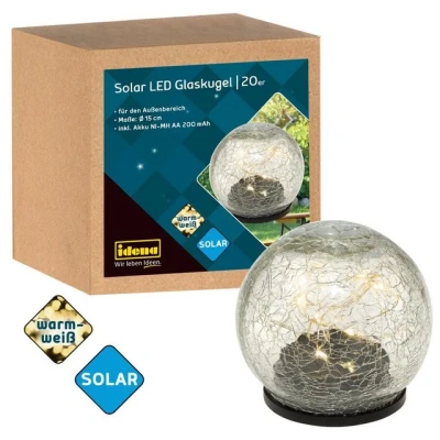 Abbildung von Idena LED Lichterkette 31244 Glaskugel mit 20 LEDs in Warmweiß, transparente