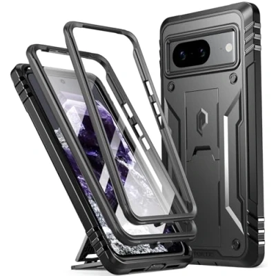 Abbildung von POETIC Revolution Hülle Kompatibel mit Pixel 8 5G 6,2 Zoll, [20 Fuß Mil Grade Falltest], robuste, stoßfeste Ganzkörper Schutzhülle Ständer und integriertem Displayschutz, Schwarz