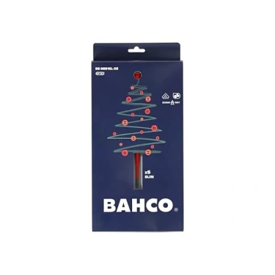 Abbildung von satz mit 5 isolierten Schraubendrehern dünner Spitze, ERGO für gerade und Pozidriv Schrauben, Bahco [BE 9882SL XE] in Weihnachtsverpackung, Geschenk