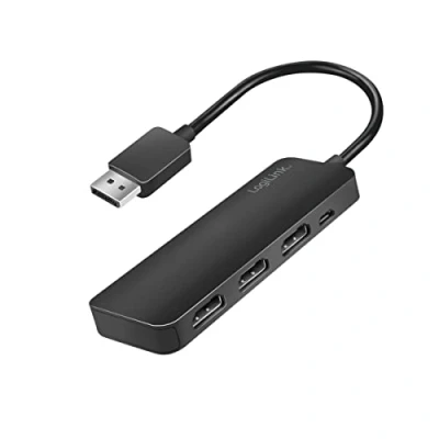 Abbildung von LogiLink 4K DisplayPort zu HDMI Splitter, 1x DP 3x HDMI, Signal auf 3 Geräte gleichzeitig übertragen, Kabellänge: 17cm