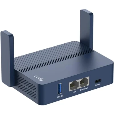 Abbildung von Cudy AX3000 WLAN 6 Gigabit Reiserouter im Taschenformat, 2,5 Gbit/s RJ45 Ethernet Port, Extender/Repeater für Hotel und öffentliches Netzwerk, WISP, VPN Client Server, USB 3.0, TR3000
