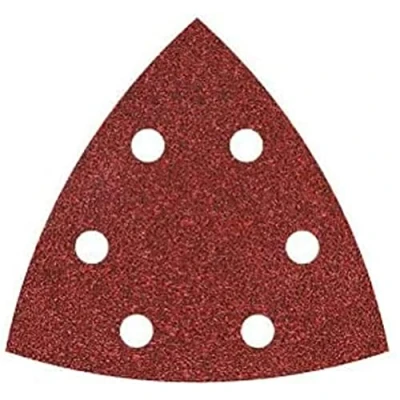 Abbildung von wolfcraft 25 Haft Schleifblätter für Holz und Metall, 95 mm I 1853100 Deltaschleifer Körnung 120 gelocht hohe Standzeit Korund