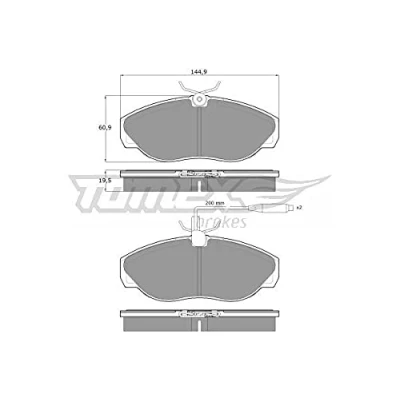 Abbildung von TOMEX brakes TX 11 72 Bremsbelagsatz Vorderachse inkl. Verschleißwarnkontakt FIAT: Ducato II Pritsche/Fahrgestell, Bus