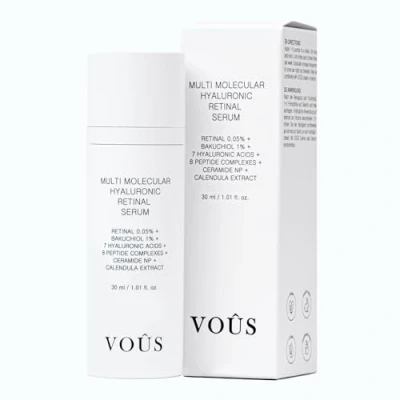 Abbildung von Multi Molecular Hyaluronic Retinal Serum 30 ml + 0,05% Retinaldehyd 1% Bakuchiol 7 Hyaluronsäuren 8 Peptide Ceramid Argireline Matrixyl