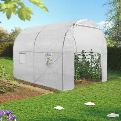 Abbildung von IDMarket Gewächshaus, Tunnel, 6 m², weiß, Serie Gemüsegarten Roma, 2 x 3 m