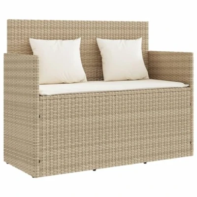 Abbildung von vidaXL Gartenbank mit Kissen Beige Poly Rattan (1 St)
