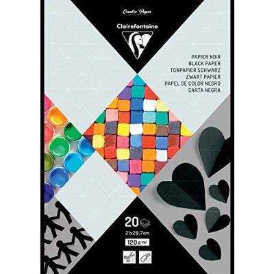 Abbildung von Clairefontaine 97245C Tonzeichenpapier Pack, 20 Bögen Premium, Din A4, 21 x 29.7 cm, 120, schwarz