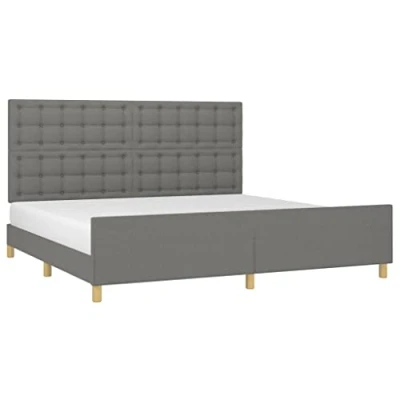 Abbildung von vidaXL Bettgestell mit Kopfteil Polsterbett Bett Bettrahmen Doppelbett Lattenrost Stoffbett Schlafzimmerbett Schlafzimmermöbel Dunkelgrau 200x200cm Stoff