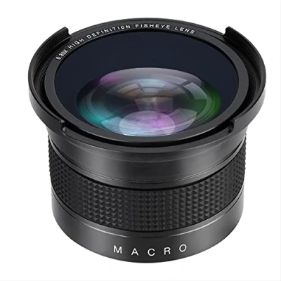 Abbildung von Fisheye Kameraobjektiv, 52mm 0,35x Weitwinkel Fischaugenobjektiv mit Objektivdeckel Aufbewahrungstasche für, für