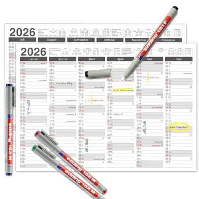 Abbildung von TOBJA Wandkalender Abwischbarer 2025 A4 &quot;Grau&quot;, Tafelkalender inkl. 4 Stifte Kalender abwischbar