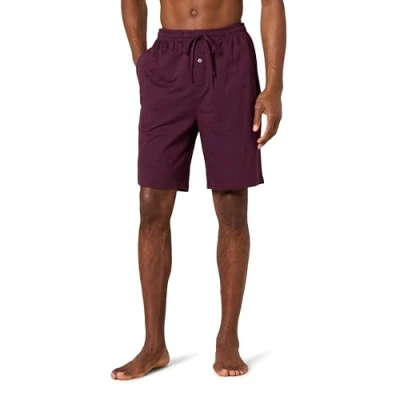 Abbildung von Amazon Essentials Herren 23 cm Lange Schlafanzug Shorts aus Baumwollstrick (erhältlich in Übergrößen), Burgunderrot, S