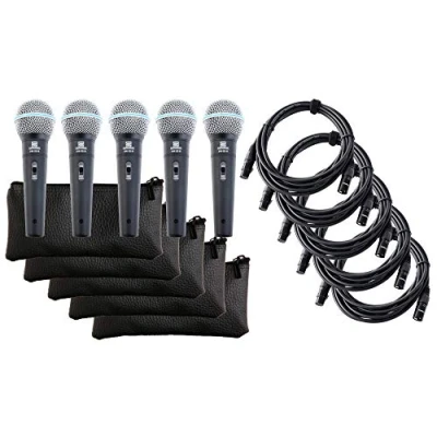Abbildung von Pronomic DM 58 B Vocal Mikrofon mit Schalter 5er SET inkl. 5x 5m XLR Kabel Druckvollem, warmem Klang