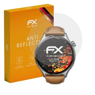 Abbildung von atFoliX Panzerfolie kompatibel mit Xiaomi Watch S1 Pro Schutzfolie, entspiegelnde und stoßdämpfende FX Folie (3X)