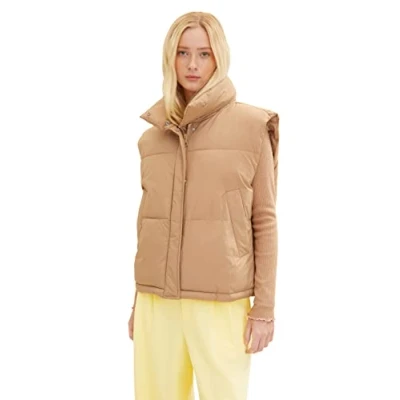 Abbildung von TOM Tailor Denim Modern Puffer VEST Weste, Damen, Größe: XS, Apple cinnamon brown