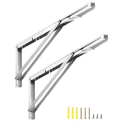 Abbildung von QWORK® 2 Stück 600mm Edelstahl Schwerlast Klappkonsole, Platzsparend Klappwinkel für DIY Werkbank, Tragkraft 150kg