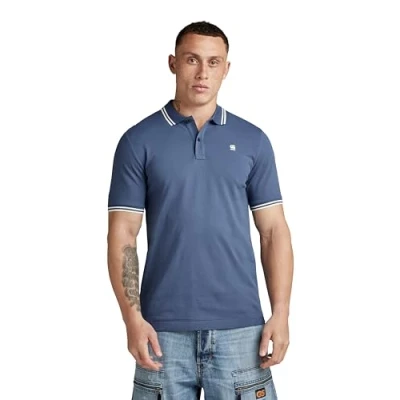 Abbildung von G STAR RAW Men&#039;s Polos Dunda Slim Stripe Polo, Blau (vintage indigo D17127 5864 G278), XS