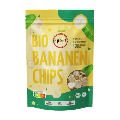 Abbildung von myfruits Bio Bananenchips, gefriergetrocknet, 300g, Fruchtchips, ohne Zusätze, 100% Bananen, für Müsli oder Snack