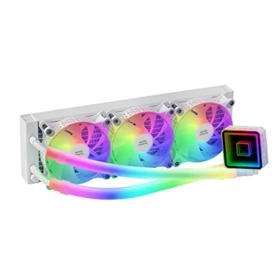 Abbildung von MARSGAMING Mars Gaming ML ULTRA360 Weiß, Flüssigkeitskühlung CPU, TDP 650W, Infinite Spiegel, 3 Silent FDB ARGB Lüfter, Röhren, Universal Multisocket
