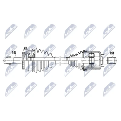 Abbildung von NTY NPW DW 063 Antriebswelle Vorderachse links 630mm Automatikgetriebe