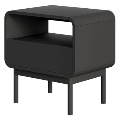 Abbildung von Selsey Nachttisch Beistellschrank Beistelltisch Nachtschrank 54 cm Mit Schublade Und Fach Schwarz Holzerne Beine ORO