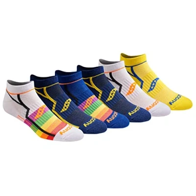 Abbildung von Saucony Men&#039;s Multi Pack Bolt Performance Comfort Fit No Show Socks, Bright Assorted (6 Pairs), Shoe Size: 8 12