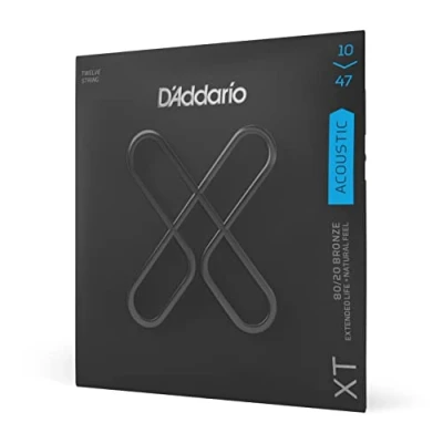 Abbildung von D&#039;Addario Gitarrensaiten Akustikgitarre Westerngitarre Premium beschichtete, langlebige Saiten für 12 saitige XTABR1047 80/20 Bronze Light (10 47)