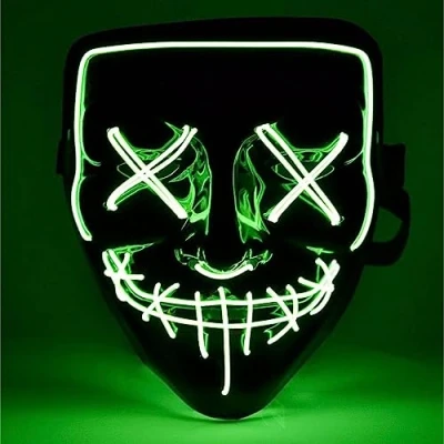 Abbildung von TK Gruppe Timo Klingler 5x LED Grusel Maske grün wie aus Purge für Halloween als Kostüm
