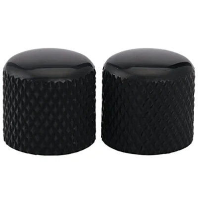 Abbildung von Musiclily Pro Metrische Stahl Gitarren Knöpfe Potiknöpfe Dome Knobs für Import Fender Telecaster E Gitarre/Precision Bass, Schwarz (2er Set)