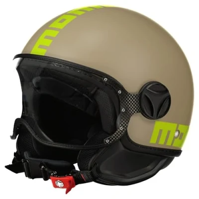 Abbildung von Momodesign FGTR Classic E2206 Jethelm, offener Motorradhelm und Scooter, für Damen Herren, Sandfarben/Limette, Größe S