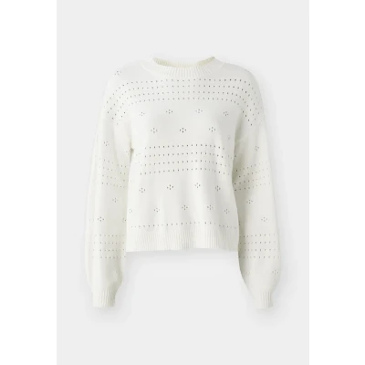 Abbildung von VILA Viril Oneck Pointelle Strickpullover, Damen, Größe: XS, White alyssum