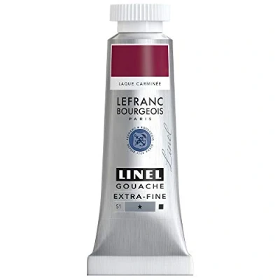 Abbildung von Lefranc &amp; Bourgeois 301177 Linel Gouache extrafeine und geschmeidige Wasserfarben mit maximaler Farbintensität, Leuchtkraft für streifenfreien Auftrag, 14ml Tube Karminlack