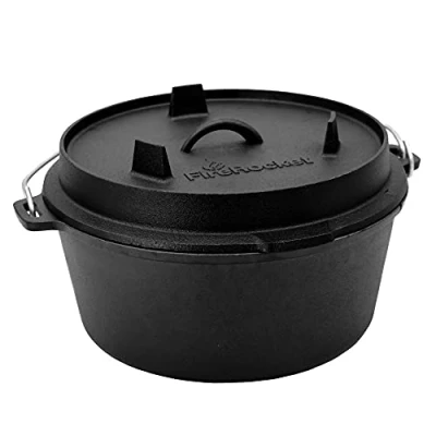 Abbildung von FireRocket Grilltopf Dutch Oven 9qt 8,5L Premium Gusseisen Feuertopf, (Dutch Oven)