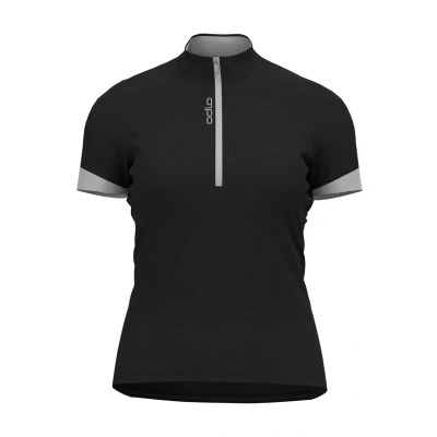 Abbildung von ODLO Essential 1/2 ZIP Cyclingtrikot, Damen, Größe: Large, Black/odlo silver grey