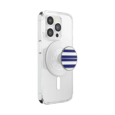 Abbildung von PopSockets: PopGrip Round für MagSafe Inklusive Adapterring Ausziehbarer Sockel und Griff mit einem Austauschbarem Top Smartphones Hüllen Nautical Stripe