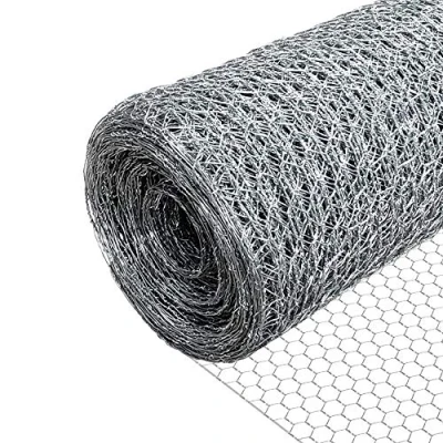 Abbildung von VOUNOT® Maschendrahtzaun Sechseckgeflecht, Drahtzaun Hasendraht Kaninchendraht Hühnerdraht, Maschenweite 13 mm, Höhe 100 cm, Länge 25 m, Verzinkt Silber