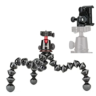 Abbildung von JOBY GorillaPod 5K GripTight Mount PRO Kit. Flexibles Aluminium Stativ und Kugelkopf mit verriegelbarer Smartphone Halterung, bequemer Quer oder Hochformat Modus. Trägt bis zu 5 kg