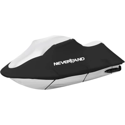 Abbildung von Jet Ski Bootsabdeckung Neverland 210D Bootspersenning Cover wasserdichte Motorbootabdeckung Bootsabdeckplane Bootsplane für Motorboote Schwarz + Silber
