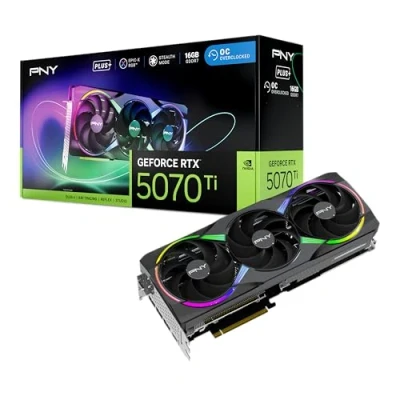 Abbildung von PNY GEFORCE RTX™ 5070 Ti 16GB ARGB Overclocked Triple Fan Plus Grafikkarte DLSS 4