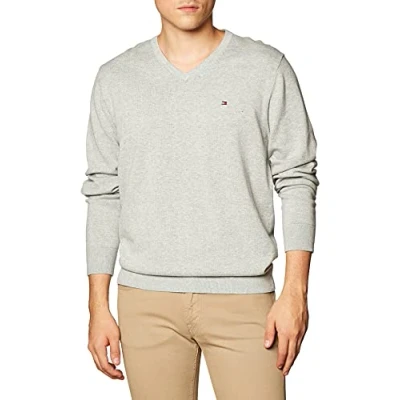 Abbildung von Tommy Hilfiger Herren Essential Cotton V Neck MW0MW14745 Pullover, Grey (Medium Heather), S