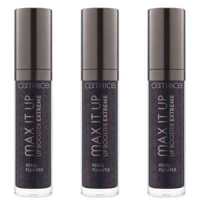 Abbildung von Catrice Max It Up Lip Booster Extreme, Nr. 060, Schwarz, Extremes Volumen, vergrößernd, glänzend, glitzernd, vegan, 3er Pack (3x4ml)