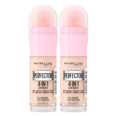 Abbildung von Maybelline New York Instant Age Perfector Glow 4 in 1 Concealer BB Cream Highlighter Primer Farbe 00 Fairlight mit Schwamm zum Auftragen 2 Flaschen à 20 ml