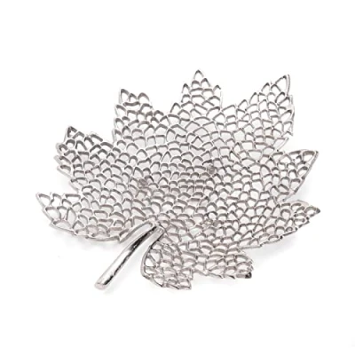 Abbildung von Deko Schale Leaf Metall, Silber, 2 Größen im Blatt Design, Servierschale, siberne Blattschale Muster: groß